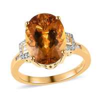 Doorbuster Premium Brazilian Heliodor and Diamond Ring in Vermeil Yellow Gold Over Sterling Silver (Size 10.0) 5.20 ctw