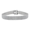 Doorbuster Moissanite 3 Row Bracelet in Platinum Over Sterling Silver (6.50 In) 16.40 ctw (Del. in 5-7 Days) - Sticky add to cart bar