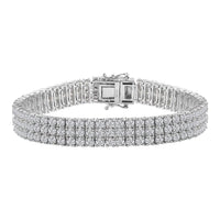 Doorbuster Moissanite 3 Row Bracelet in Platinum Over Sterling Silver (6.50 In) 16.40 ctw (Del. in 5-7 Days)