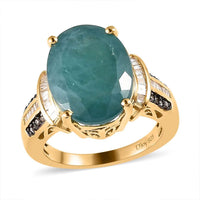 Doorbuster Premium Grandidierite, Natural Champagne and White Diamond Ring in Vermeil Yellow Gold Over Sterling Silver (Size 10.0) 11.65 ctw