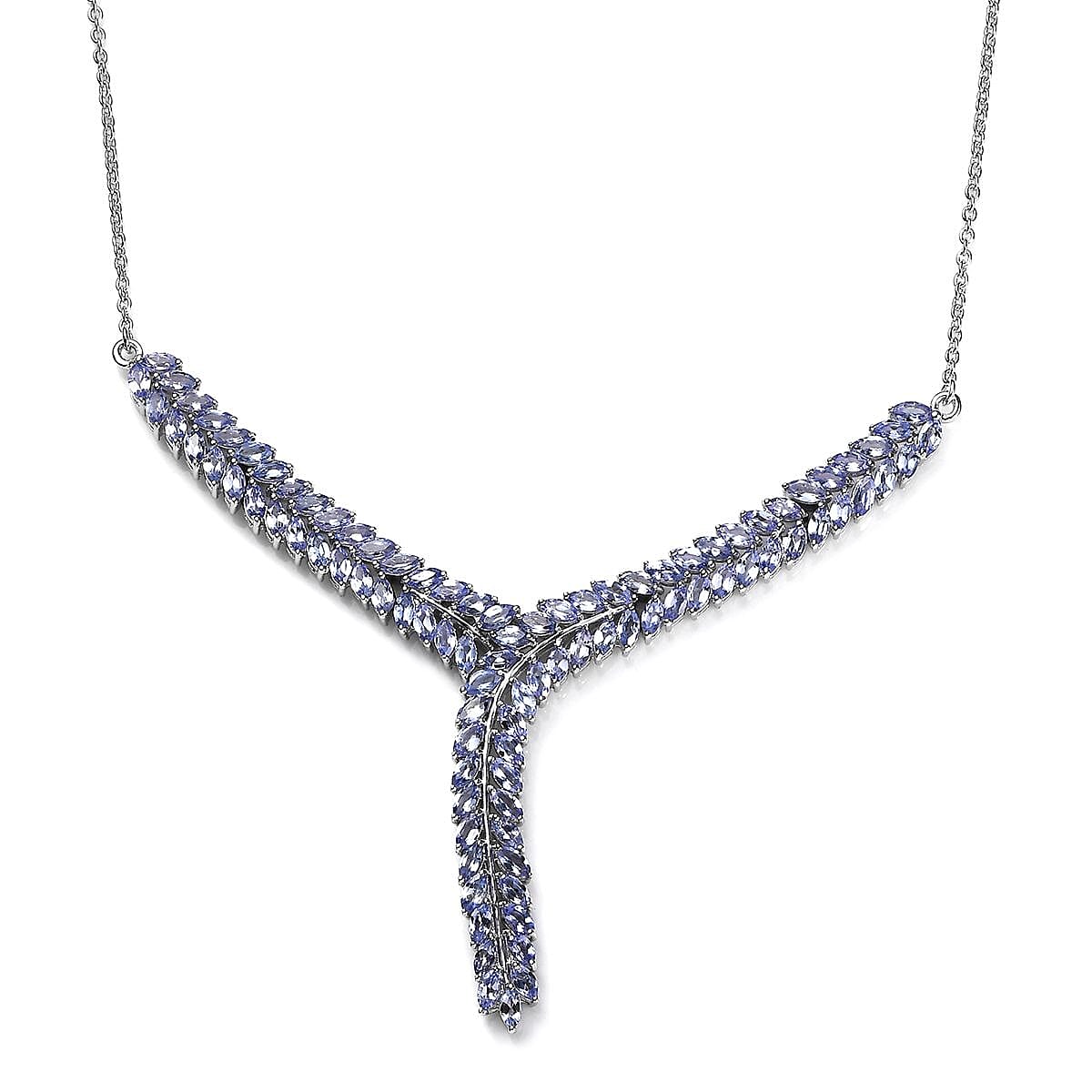 Doorbuster Karis Tanzanite Necklace in Platinum Bond with Stainless Steel Chain 18 Inches 7.65 ctw