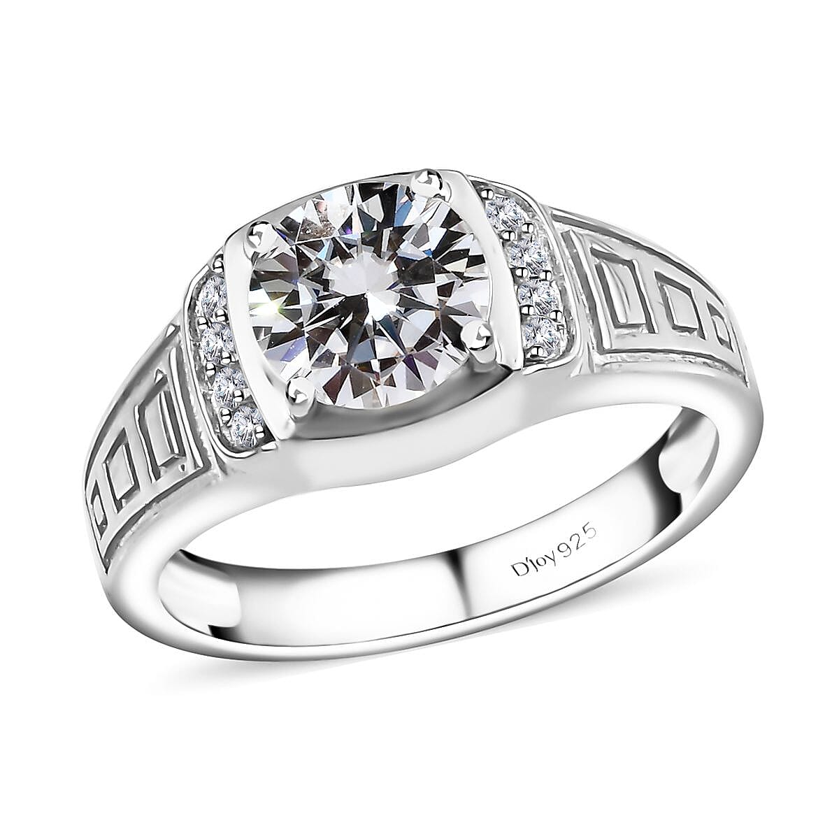 Doorbuster Moissanite (Rnd 8mm) Men's Ring in Vermeil YG Over Sterling Silver (Size 11.0) 1.75 ctw