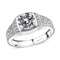 Doorbuster Moissanite (Rnd 8mm) Men's Ring in Vermeil YG Over Sterling Silver (Size 11.0) 1.75 ctw