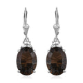 Doorbuster Concave Cut Smoky Quartz and White Topaz Lever Back Earrings in Platinum Over Sterling Silver 11.75 ctw - Sticky add to cart bar