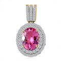 Doorbuster Luxoro 10K Yellow Gold Premium Natural Calabar Green Tourmaline and Moissanite Double Halo Pendant 2.50 ctw - Sticky add to cart bar