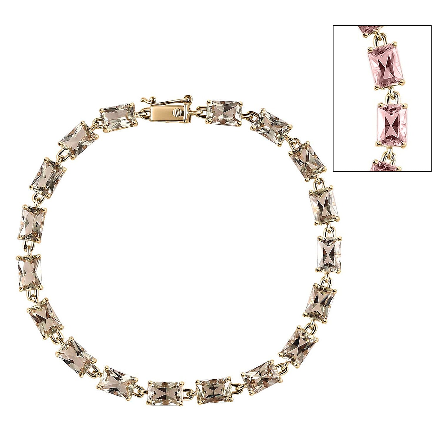 Doorbuster Luxoro 10K Yellow Gold AAA Turkizite Link Bracelet (6.50 In) 10.65 ctw