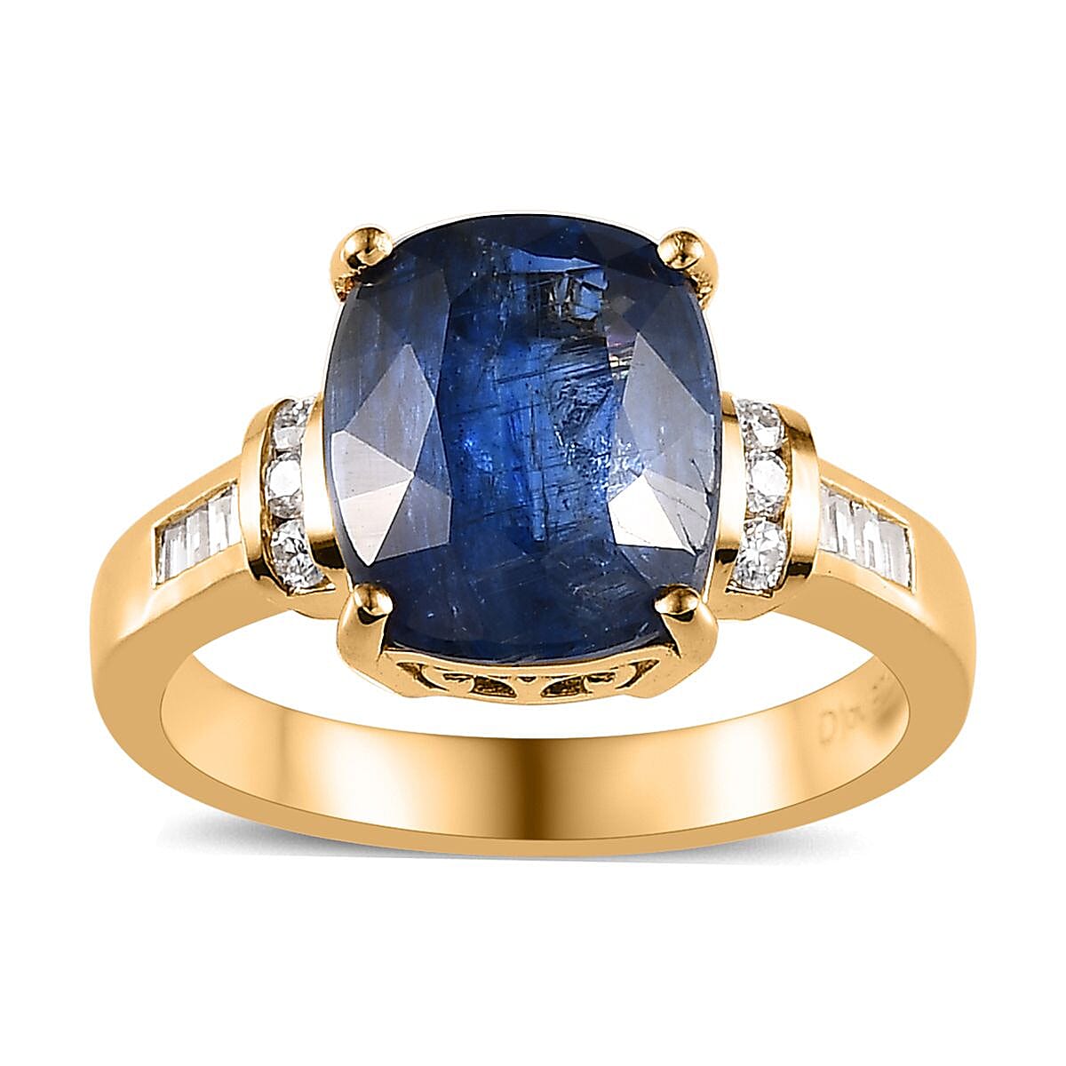 Doorbuster Kashmir Kyanite and Moissanite Ring in Vermeil Yellow Gold Over Sterling Silver 5.00 ctw