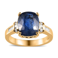 Doorbuster Kashmir Kyanite and Moissanite Ring in Vermeil Yellow Gold Over Sterling Silver 5.00 ctw