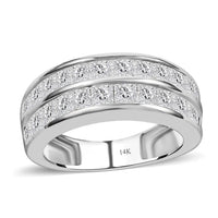 14K White Gold G-H I1-I2 Diamond Half Eternity Band Ring 5.10 Grams 2.00 ctw