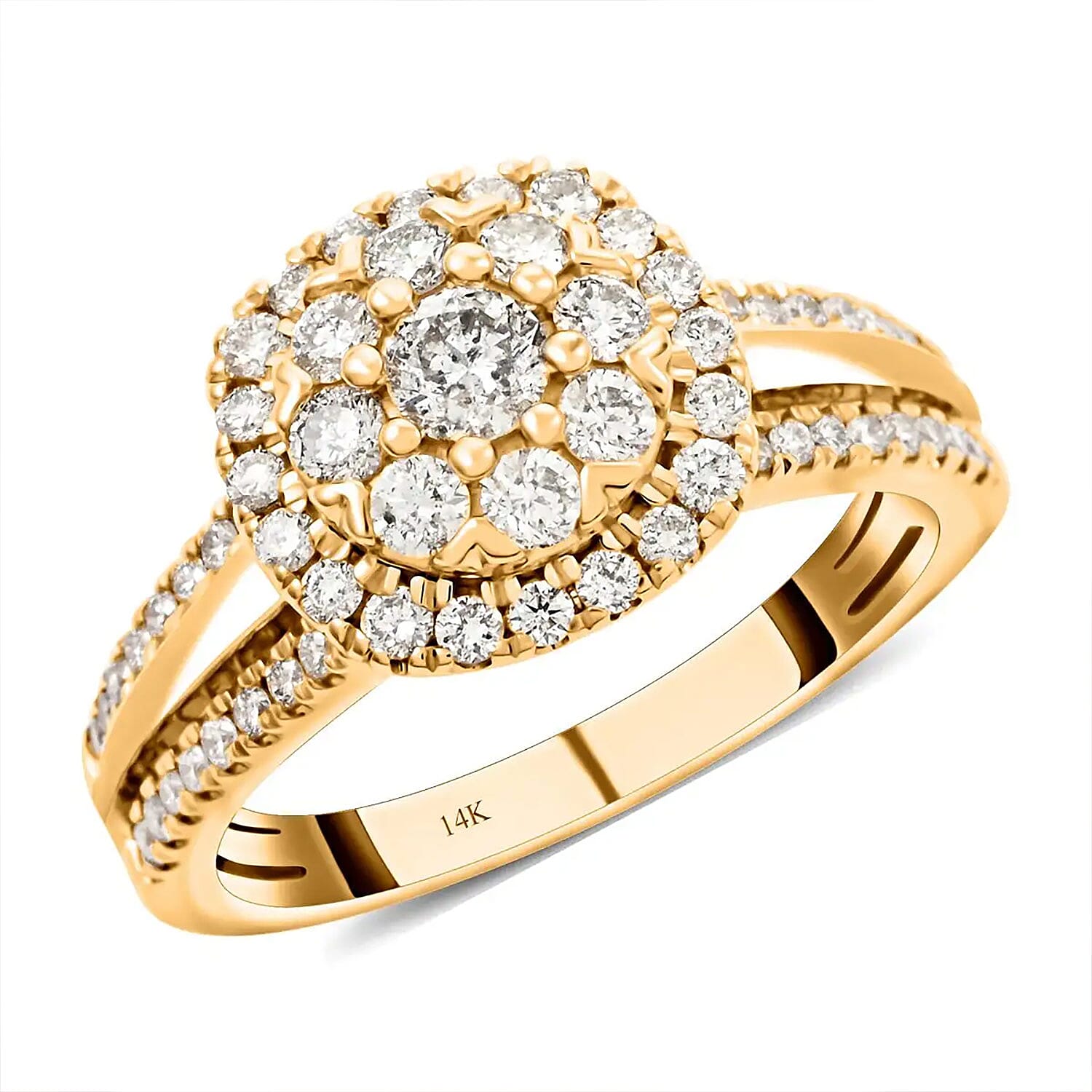 10K Yellow Gold G-H I2 Diamond Split Shank Ring 12.60 Grams 1.50 ctw (Del. in 7-10 Days)