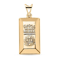 Luxoro 10K Yellow Gold Holy Bible Cross Bar Pendant without Chain 1.65 Grams