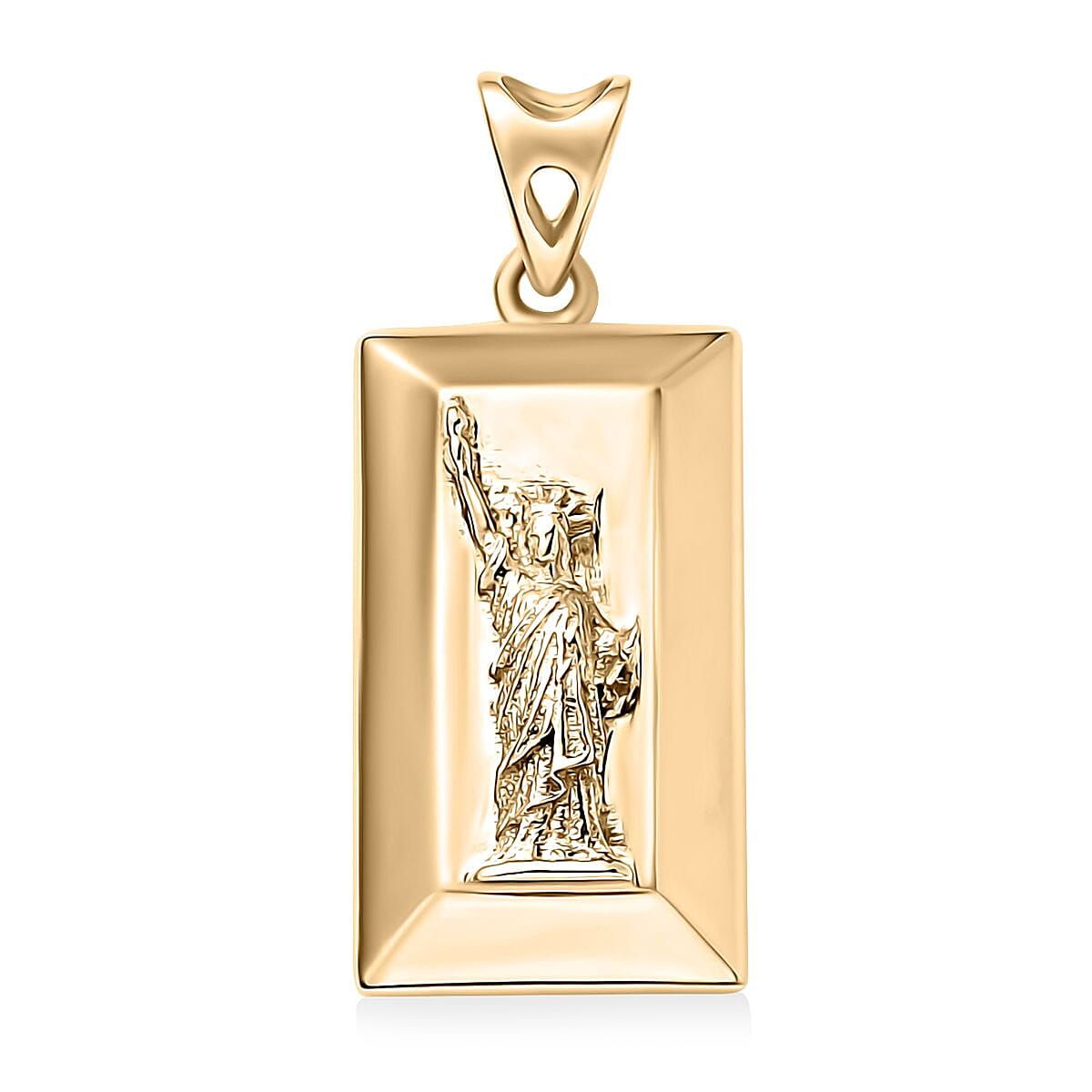 Luxoro 10K Yellow Gold Statue of Liberty Bar Pendant 1.65 Grams