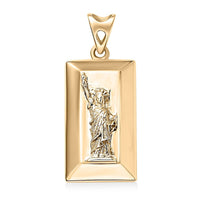 Luxoro 10K Yellow Gold Statue of Liberty Bar Pendant 1.65 Grams