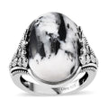 Artisan Crafted White Buffalo Solitaire Ring in Sterling Silver (Size 10.0) 15.35 ctw - Sticky add to cart bar