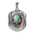 Artisan Crafted Royston Turquoise Cowboy Hat Pendant in Sterling Silver 4.40 ctw - Sticky add to cart bar