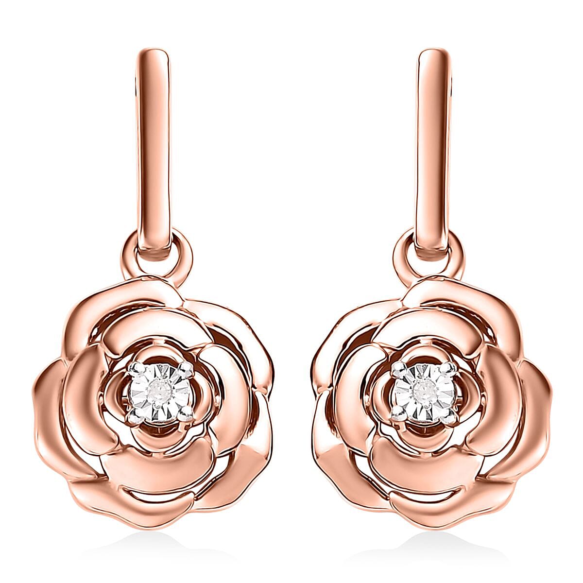 Karis Diamond Floral Earrings in 18K RG Plated