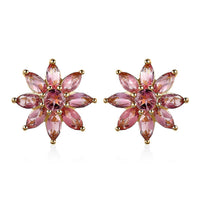 Morro Redondo Pink Tourmaline Sunburst Earrings in Vermeil Yellow Gold Over Sterling Silver 2.25 ctw