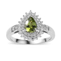 Premium Calabar Tourmaline and Moissanite Double Halo Ring in Platinum Over Sterling Silver (Size 10.0) 1.00 ctw - Sticky add to cart bar