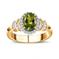 Luxoro 14K Yellow Gold AAA Natural Calabar Green Tourmaline and G-H I3 Diamond Halo Ring 1.50 ctw (Del. in 7-10 Days) - Sticky add to cart bar