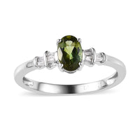 Premium Calabar Tourmaline and Diamond Ring in Platinum Over Sterling Silver (Size 10.0) 0.70 ctw