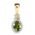 Luxoro 14K Yellow Gold AAA Natural Calabar Green Tourmaline and G-H I3 Diamond Halo Pendant 1.50 ctw - Sticky add to cart bar