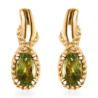 Premium Natural Calabar Green Tourmaline Earrings in Vermeil Yellow Gold Over Sterling Silver 0.50 ctw, Tourmaline Jewelry, Birthday Gift For Her