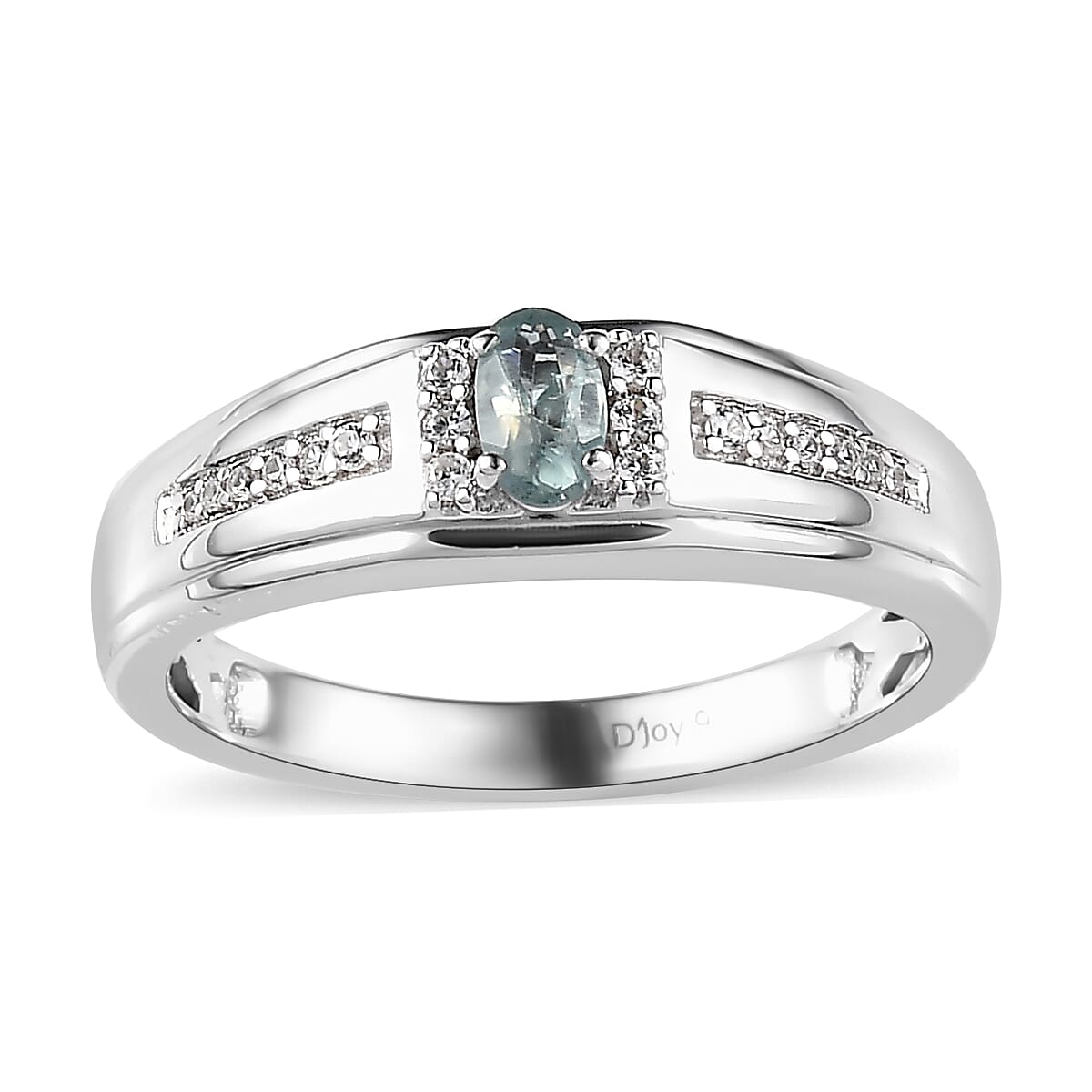 Narsipatnam Alexandrite and White Zircon Men's Ring in Platinum Over Sterling Silver (Size 10.0) 0.50 ctw
