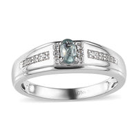 Narsipatnam Alexandrite and White Zircon Men's Ring in Platinum Over Sterling Silver (Size 10.0) 0.50 ctw