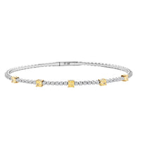 Modani 14K White and Yellow Gold Natural Yellow and White Diamond (SI) Bangle Bracelet (7.25 In) (4.35 g) 0.90 ctw
