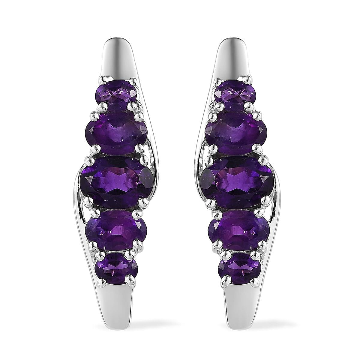 African Amethyst Stud Earrings in Platinum Over Sterling Silver 3.70 ctw