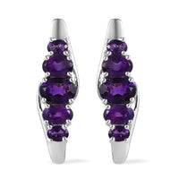 African Amethyst Stud Earrings in Platinum Over Sterling Silver 3.70 ctw