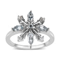 Sky Blue Topaz and Moissanite Snowflake Ring in Platinum Over Sterling Silver (Size 6.0) 0.75 ctw - Sticky add to cart bar