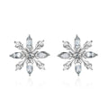Premium Sky Blue Topaz and Moissanite Snowflake Earrings in Platinum Over Sterling Silver 1.50 ctw - Sticky add to cart bar