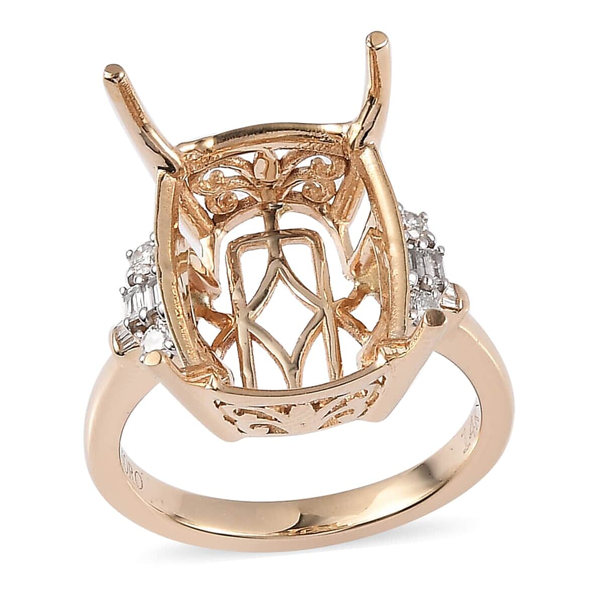 Luxoro 14K Yellow Gold G-H I2 Diamond Ring (Size 6.0) 0.20 ctw