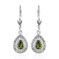 D'Joy Premium Natural Calabar Green Tourmaline and White Zircon Lever Back Earrings in Platinum Over Sterling Silver 1.50 ctw - Sticky add to cart bar