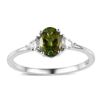 Premium Calabar Tourmaline and Moissanite Ring in Platinum Over Sterling Silver (Size 10.0) 1.00 ctw (Del. in 3-5 Days)