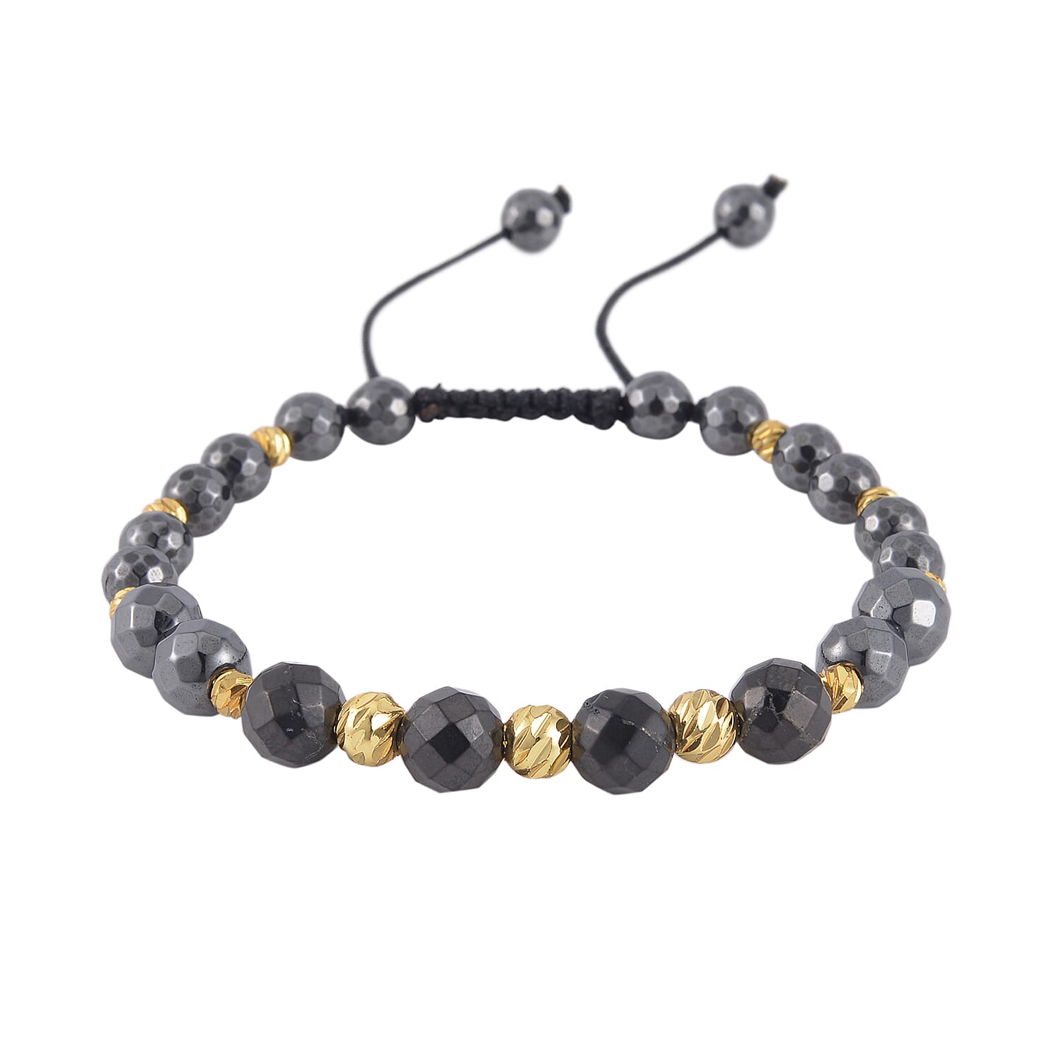 Magnetic Hematite, Shungite with Goldtone Beaded Adjustable Bracelet 66.00 ctw