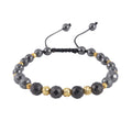 Magnetic Hematite, Shungite with Goldtone Beaded Adjustable Bracelet 66.00 ctw - Sticky add to cart bar
