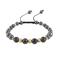 Magnetic Hematite, Shungite with Goldtone Beaded Adjustable Bracelet 66.00 ctw
