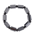 Magnetic Hematite Barrel and Shungite Stretch Beaded Bracelet 92.00 ctw - Sticky add to cart bar