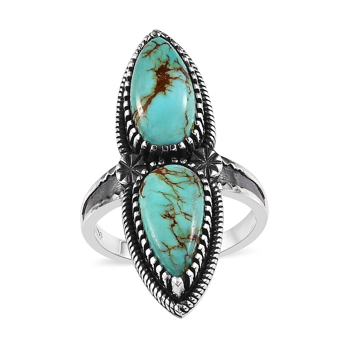 Artisan Crafted Royston Turquoise Ring in Sterling Silver (Size 10.0) 6.40 ctw