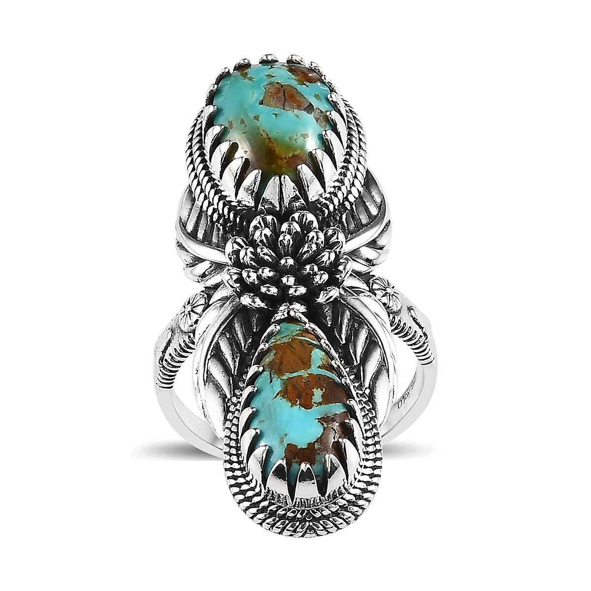 Artisan Crafted Royston Turquoise Ring in Sterling Silver (Size 10.0) 7.50 ctw