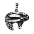 Artisan Crafted White Buffalo Bear Pendant in Sterling Silver 17.85 ctw - Sticky add to cart bar