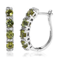Premium Natural Calabar Green Tourmaline and Moissanite Hoop Earrings in Platinum Over Sterling Silver 1.50 ctw - Sticky add to cart bar