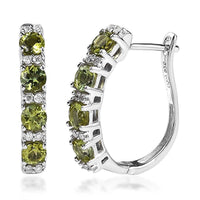 Premium Natural Calabar Green Tourmaline and Moissanite Hoop Earrings in Platinum Over Sterling Silver 1.50 ctw