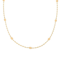 Sunburst Petali and Mirror Italian 10K Yellow Gold Station Necklace 18 Inches 1.90 Grams