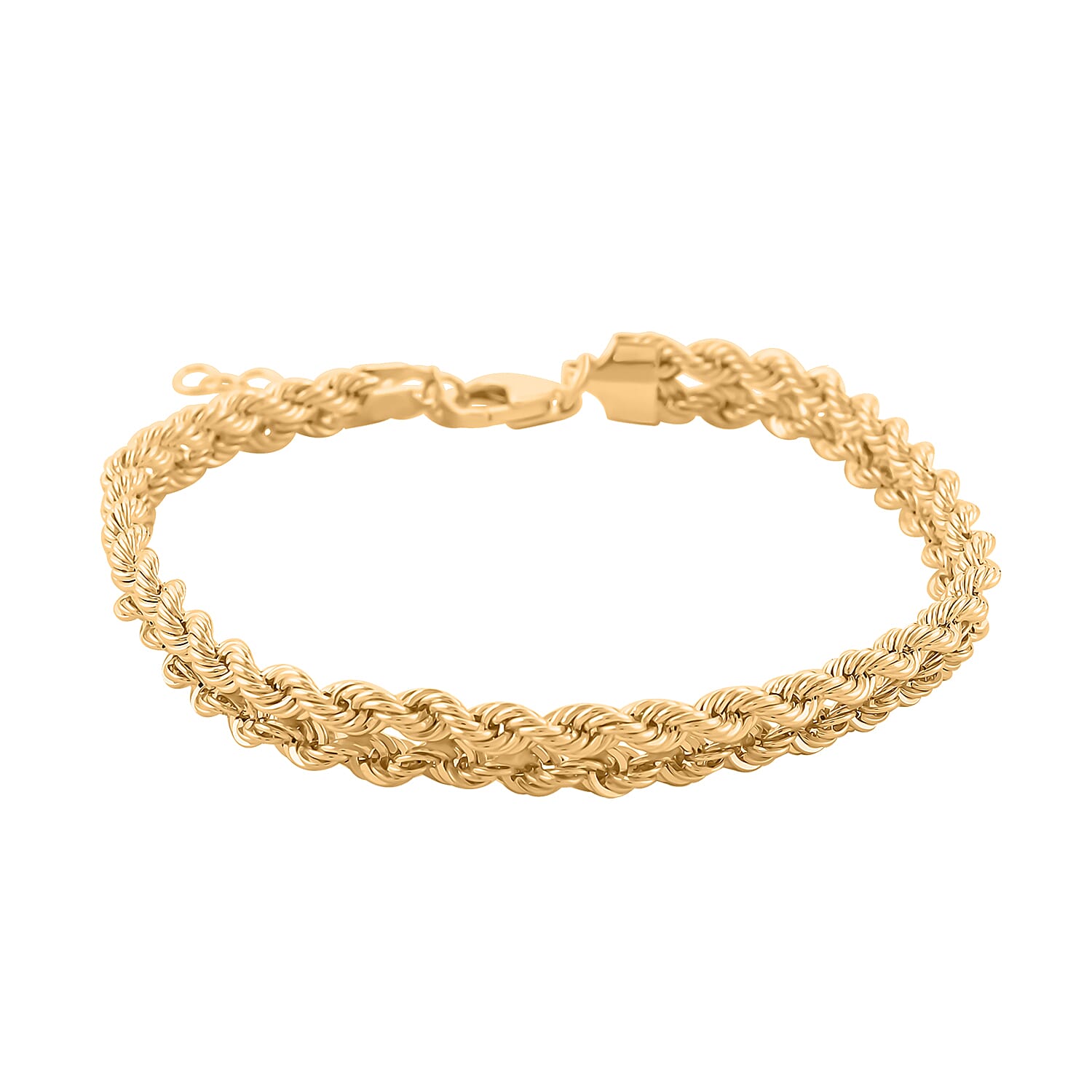 2 Strand Cuore Italian 10K Yellow Gold Rope Chain Bracelet (7.00-8.00In) 4.60 Grams