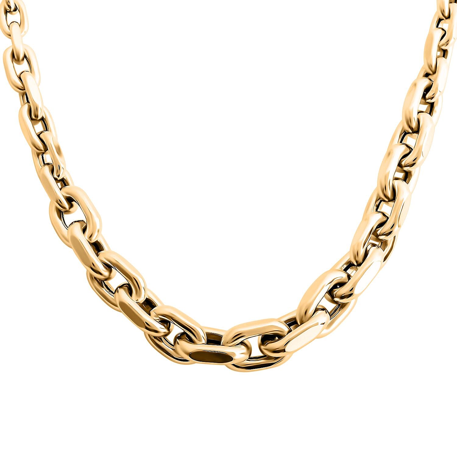 Graduate Faceted Rolo Italian 10K Yellow Gold Necklace 18-20 Inches 9.80 Grams