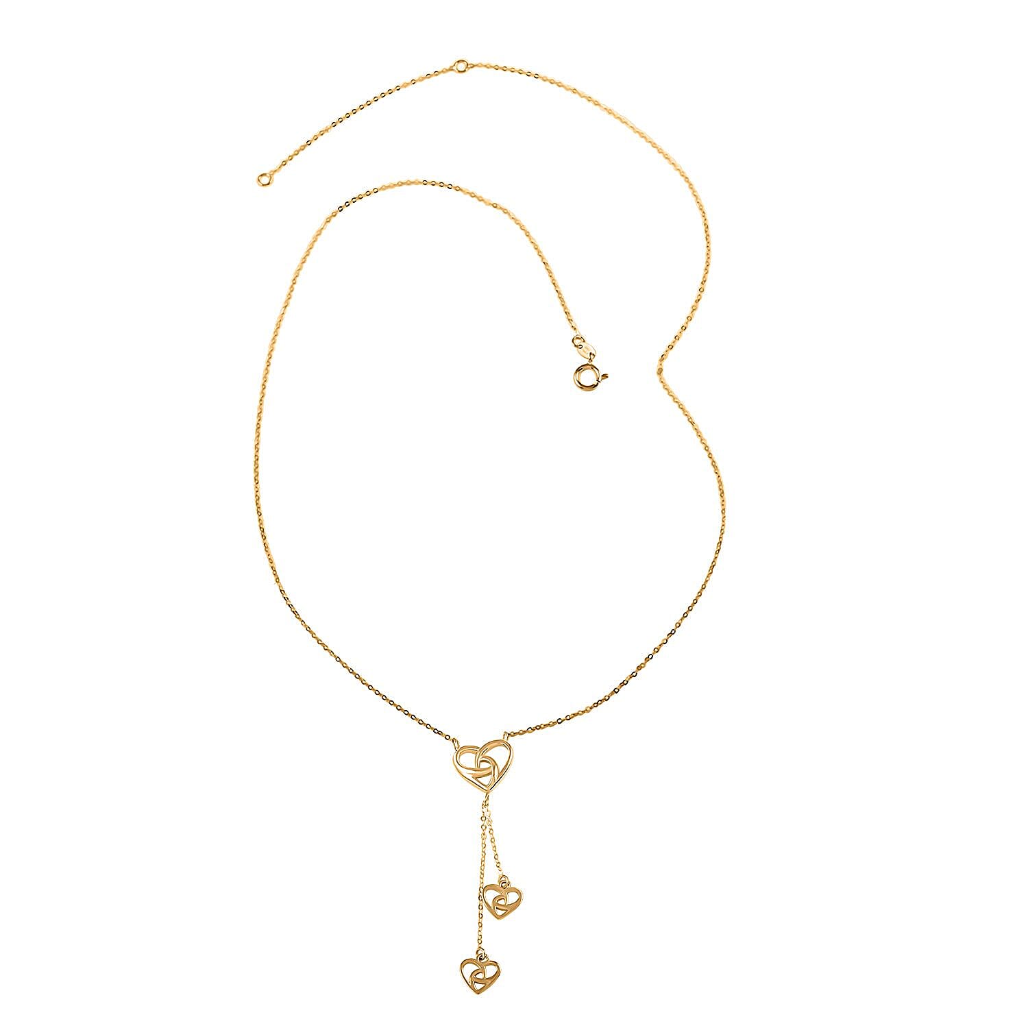 Triplet Diamond-Cut Hearts Italian 10K Yellow Gold Necklace 18-20 Inches 2.21 Grams