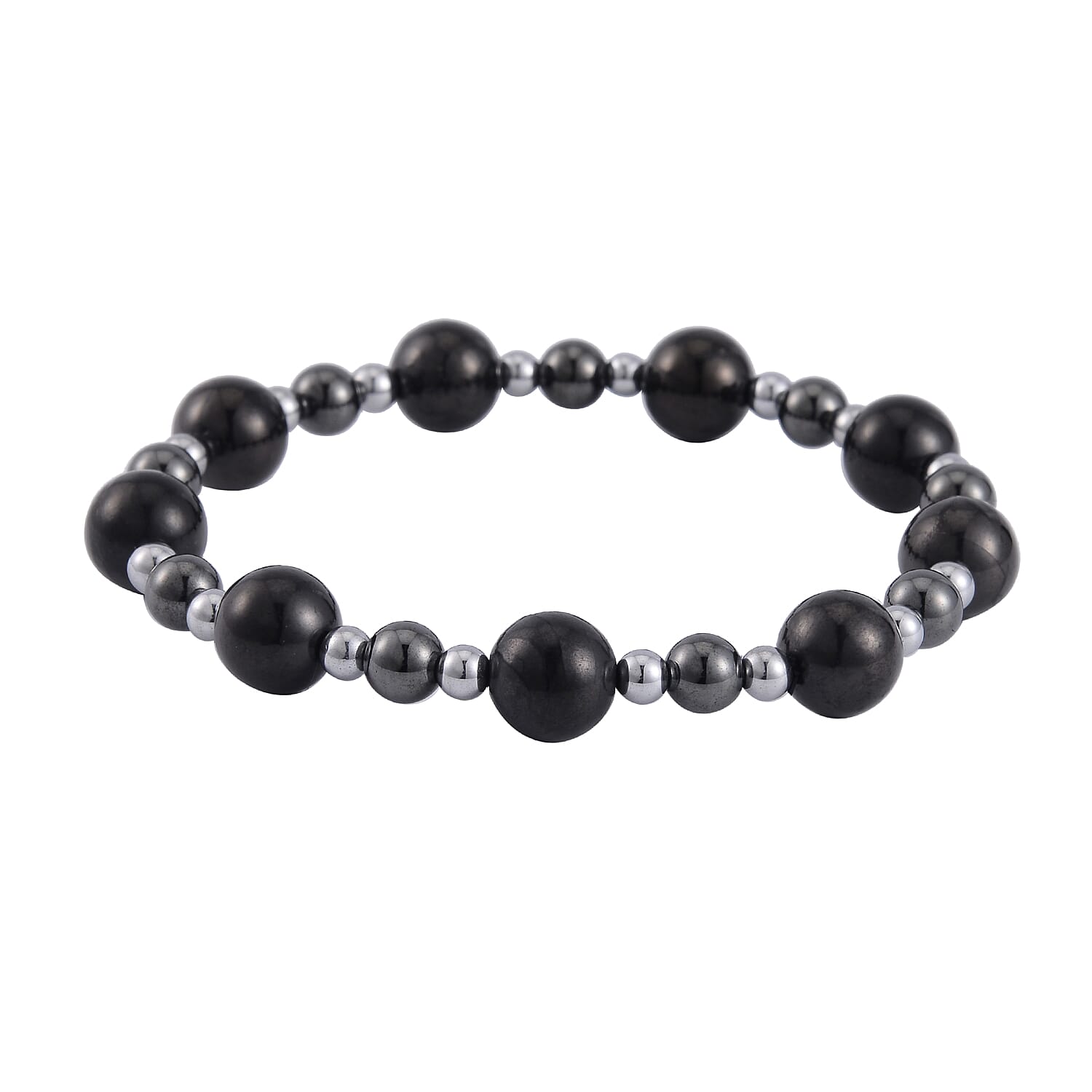Shungite and Magnetic Hematite Stretch Bracelet 115.00 ctw